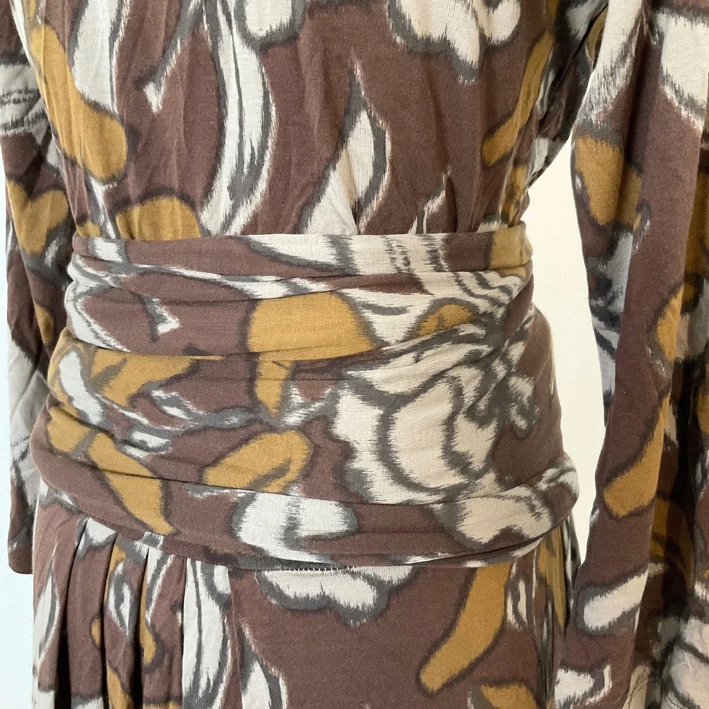 ETRO Midi Wrap Dress | Printed | Brown | Italy | 48 | Large | 12 - Picture 8 of 14